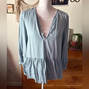 American Eagle Outfitters Light Blue Peplum Blouse